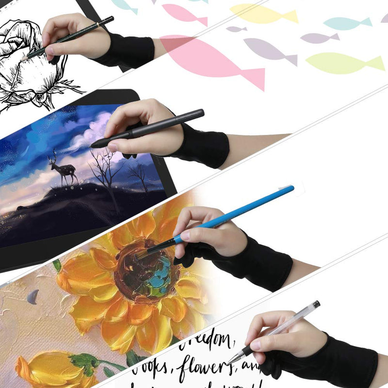 GAOMON Two Finger Glove for Ipad Drawing, Tablet Drawing, Oil Painting and Sketch Creation, Free Size Support Left and Right Hand