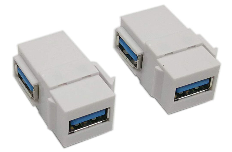 USB 3.0 Keystone Jack Inserts, zdyCGTime (2-Pack) 90 Degree Right Angled USB 3.0 Adapters Female to Female Connector for Wall Plate Outlet Pane (White USB 3.0 A) White USB 3.0 A