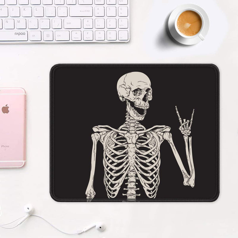 Auhoahsil Mouse Pad, Funny Skull Design Anti-Slip Rubber Mousepad with Durable Stitched Edge for Gaming Office Laptop Computer Men Women Kids, Cute Custom Pattern, 9.8 x 7.9 in, Smile Skull Love You