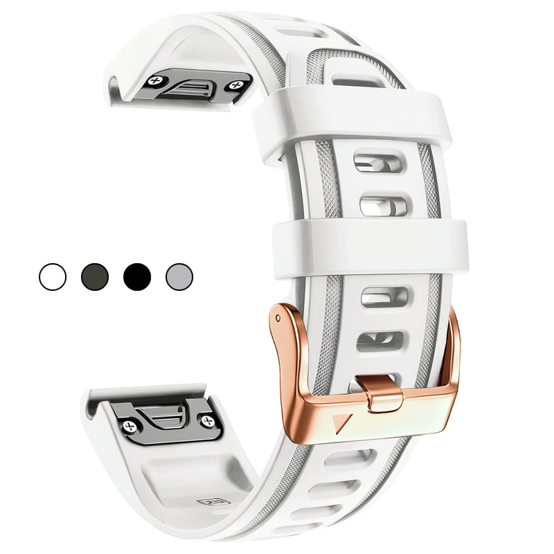 20mm Watch Band for Garmin fenix 5s 6s 7s, Quickfit 20 Bands Rose Gold Silicone GREY and WHITE Bundle
