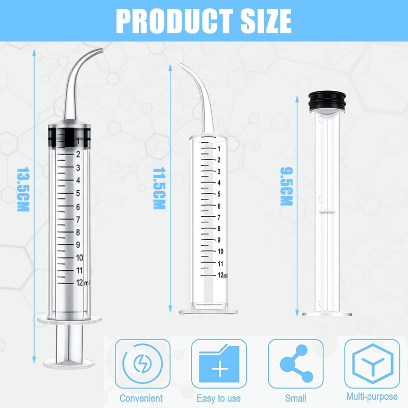 Syringe 12 ml Plastic Curved Syringe Mouth Syringe Dental Irrigation Syringe Wisdom Teeth Syringe for Oral Dental Care Cleaning