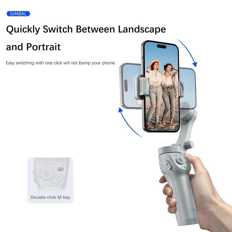 Phone Gimbal Stabilizer 3-Axis Foldable Gimbal for Video Recording with Face Trakcing TikTok YouTube Vlog Stabilizer for Android and iPhone 15/15 Pro Max/14/14 Pro GIMBAL 3