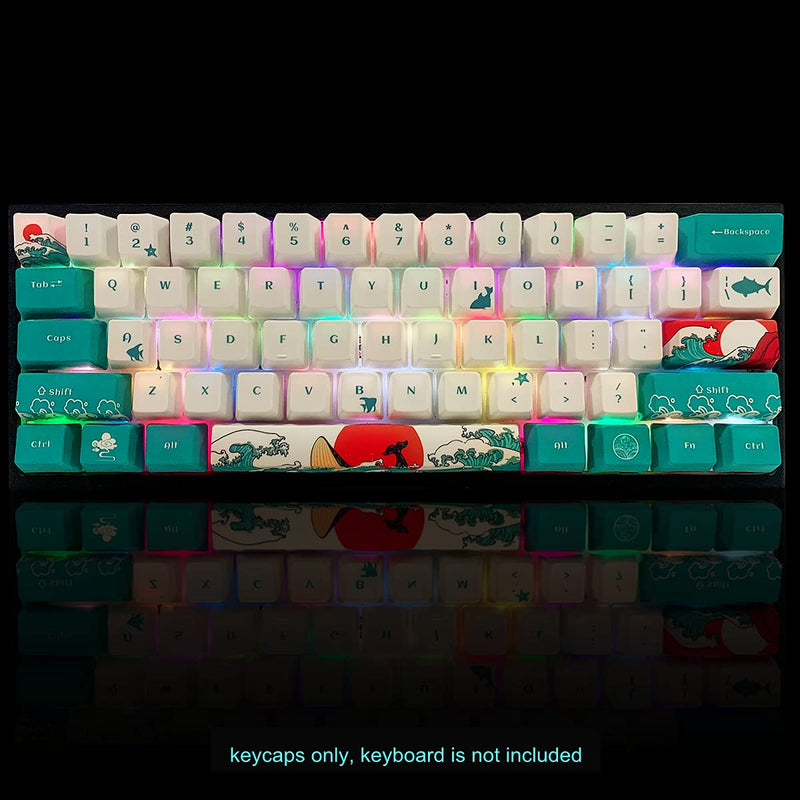 SDYZ Custom Keycaps-Keycaps 60 Percent, Suitable for GK61/GK64/RK61/Anne/GH60 /ALT61 Mechanical Keyboards, 71 Key Set, OEM Profile PBT Keycaps (Coral Sea Keycaps) Coral Sea Keycaps