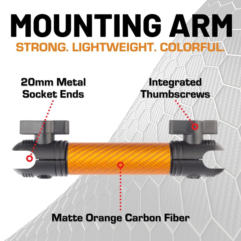 Bulletpoint Mounting Solutions Dash Mount 5.9" Arm Compatible with iPhone and Android Smartphones - Fits 20mm Attachment Ball (Matte Orange Carbon Fiber) Matte Orange Carbon Fiber