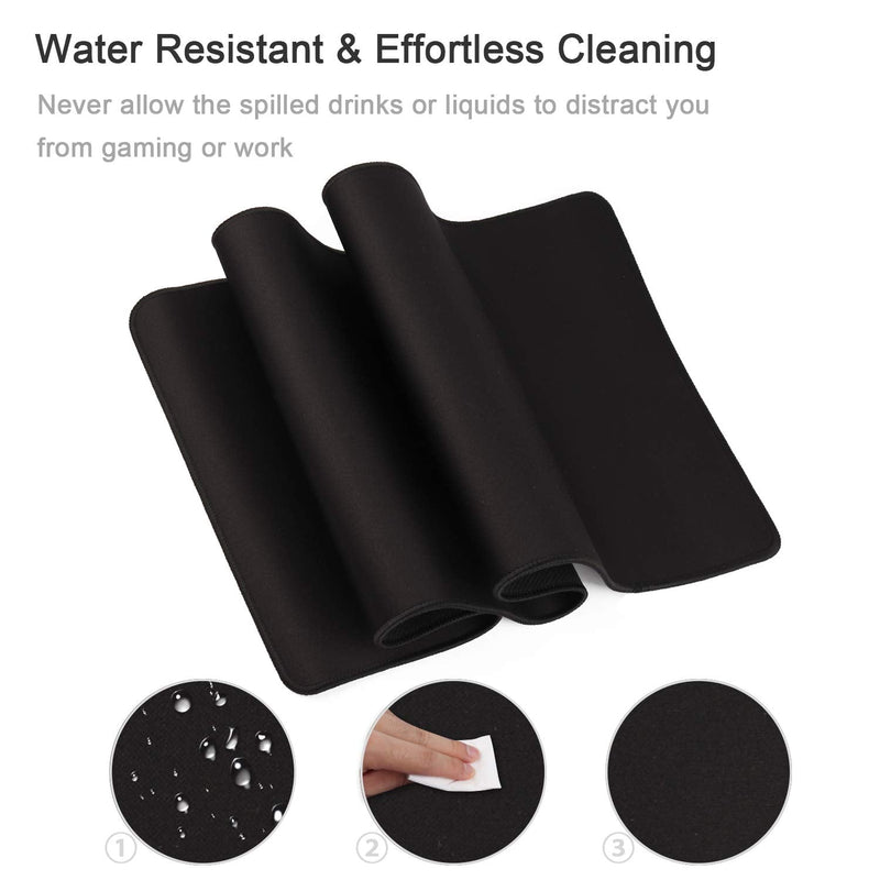 HIHUHEN Gaming Mouse Mat/Mouse Pad 23.6x11.8x0.12Inch | XXL Mouse pad | Table mat/Large Size | Improved Precision and Speed | Rubber Base for Stable Grip on Smooth Surfaces Non-Slip (60x30Black004) 60x30Black004