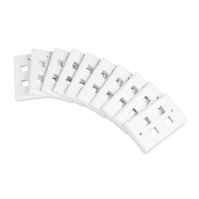 Cable Matters 10-Pack Low Profile 4-Port Keystone Jack Wall Plate, RJ45 Wall Plate for Keystone Jacks in White
