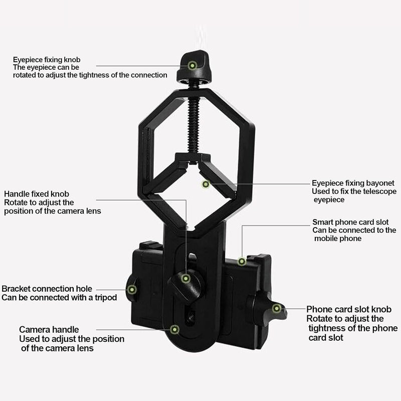 Starboosa Smartphone Microscope Adapter Mount, Universal Phone Scope Mount, Work with Telescope Spotting Scope Microscope Monocular Binocular - Fits iPhone, Samsung, HTC, LG and Smartphone CAMERA ADAPTER-T2