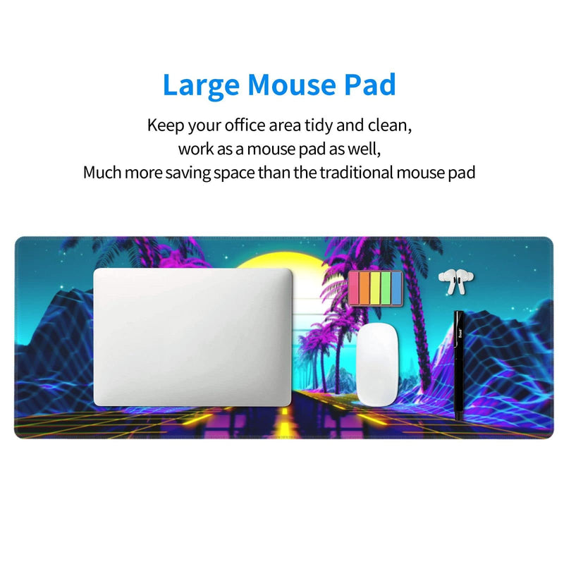 Neon Retrowave Gaming Mouse Pad Large XL Desk Mat Long Extended Pads Big Mousepad for Home Office Decor Accessories 31.5 X 11.8 Inch 3