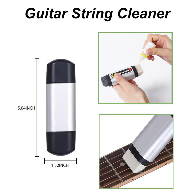 Guitar Cleaning Kit, Fretboard Lemon Oil, Polish and Oil Care, Guitar String Cleaner Tool Brush String, Fret Care, Cleaning Brush & Cleaning Cloth, Extends Fretboard and String Life