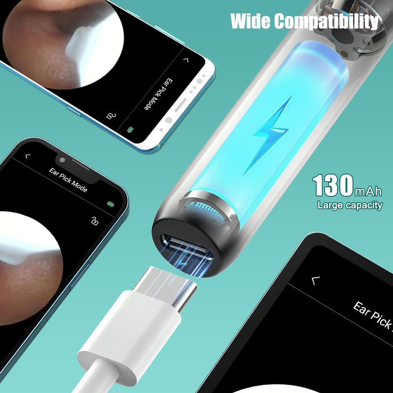 Ear Wax Remover Otoscope, WiFi Ear Cleaner Camera 1080P HD Ear Camera IPX5 Waterproof Ear Mirror 3.5 mm Lens Ear Endoscope with 6 LEDs for Phone, Pad and Android Smartphones