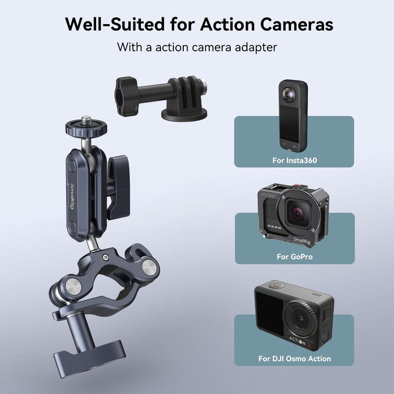 [AUSTRALIA] - SMALLRIG Bike Motorcycle Handlebar Mount for Gopro, Pole and Roll Bar Mount, CNC All-Metal 22-32mm for Action Cameras Gopro, Insta360 and DJI - 4191 