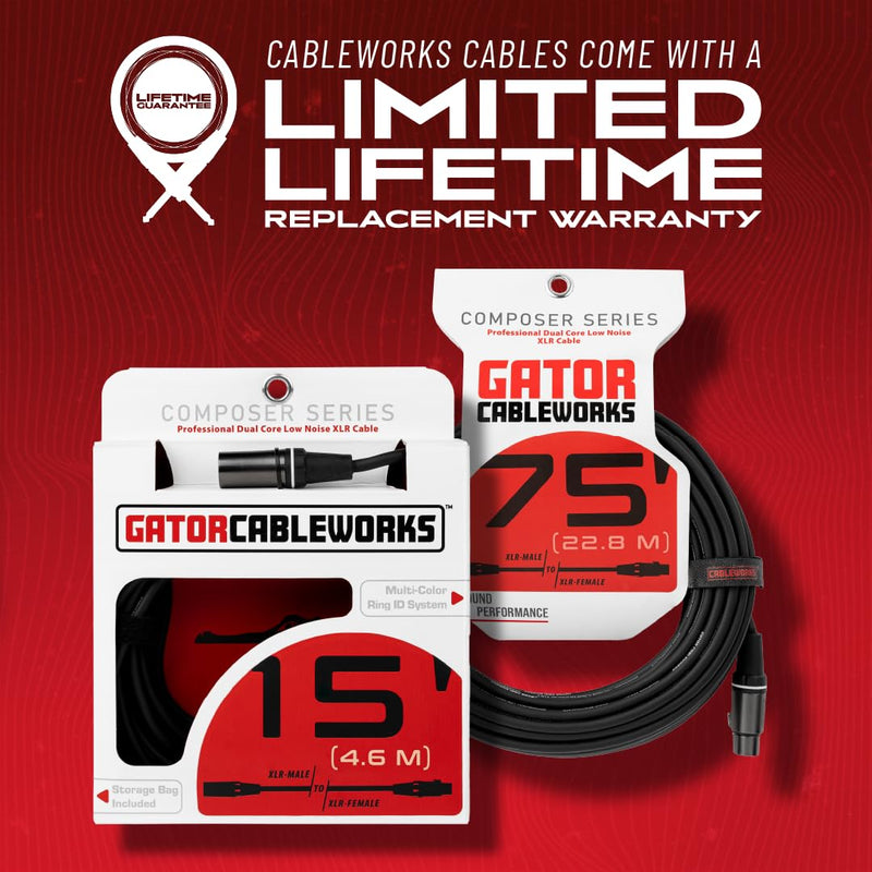 By Gator Cases Composer Series Deluxe 30 Foot XLR Microphone Cable, (GCWC-XLR-30) 30 Feet