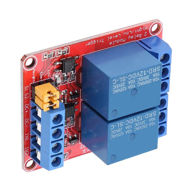 Relay 12 V 2 Change, 12 V Relay Module Board with Optocoupler, Relay Module 12 V 2 Channel, 2 Channel Relay Module 12 V, High and Low Level Trigger for Controlling Sps Automation Devices (12 V)