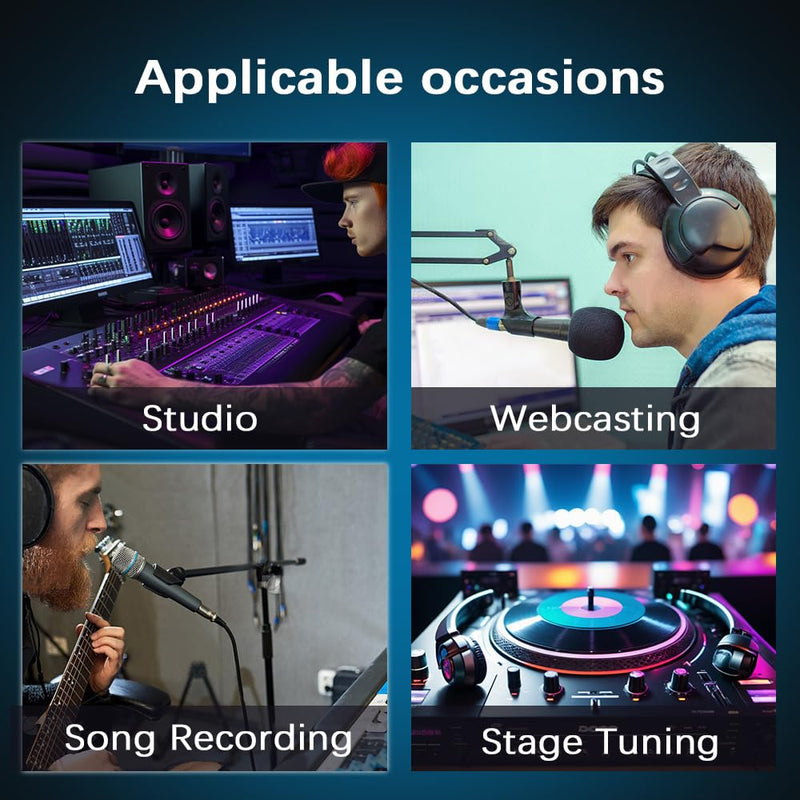 Dj Mixer, Audio Mixer for PC 4 Channel Bluetooth Sound Board with USB Interface, Cooyinka Mixer Audio Built-in 48V Phantom Power Sound Card for Live Streaming, Podcasting/Black