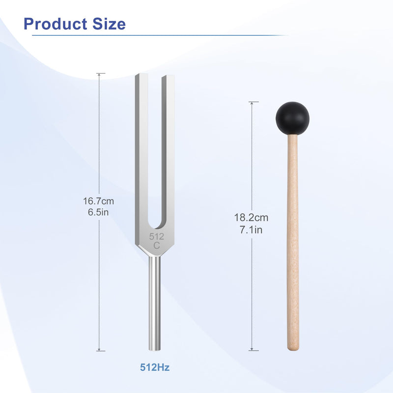 2 pcs 512Hz Tuning Forks Set, Made of Aluminum Alloy Material, Paired with 2pcs Silicone Hammers and 2pcs Plush Cloth Bags, Suitable for Chakra Sound Therapy, Yoga, Meditation
