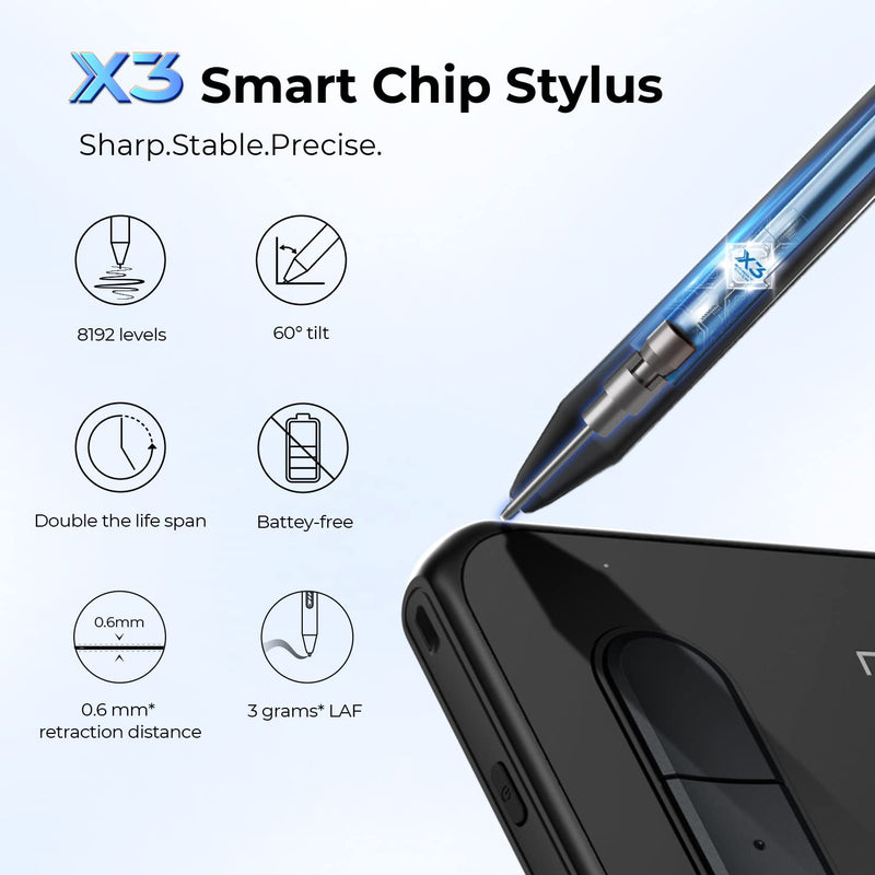 XPPen Drawing Tablet Deco MW Bluetooth Wireless Computer Graphics Tablet, Battery-Free X3 Stylus and 8 Shortcut Keys, Compatible with Chrome OS, Windows 7/8/10/11, Linux, Mac, Android (8x5 in, Black) 8.1 Inches-Wireless