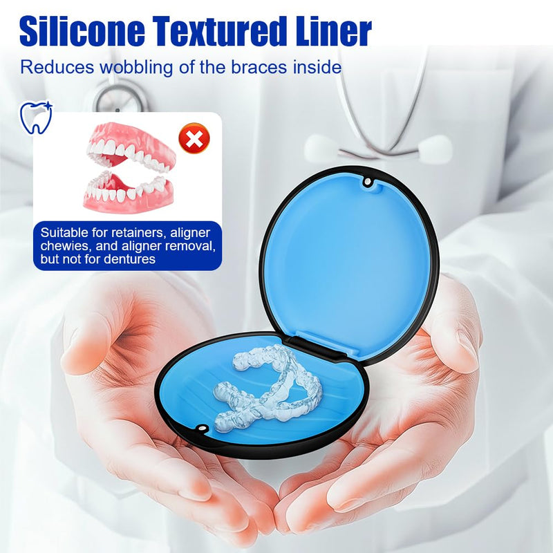 Flintronic Braces Box, 1 Piece Clip Box with Removal Tools Aligner Chewies and Brush, Tin Tooth Splint, Crunch Splint Bit Box for Travel and Daily Use 1 pc. #1 Black