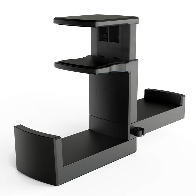 PC Gaming Headphone Stand, Dual Headset Hanger Hook Holder with Adjustable & Rotating Arm Clamp , Under Desk Design , Universal Fit , Built in Cable Clip Organizer EURPMASK Black