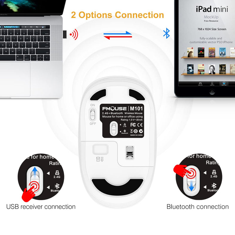 FMOUSE Wireless Mouse Cute Silent Computer Mouse with USB Receiver & Cute Decoration, Wireless Bluetooth Dual Mode Mouse 1600 DPI Power Saving Less Noise, Portable Mouse for PC, Laptop, Desktop (Lion) Lion