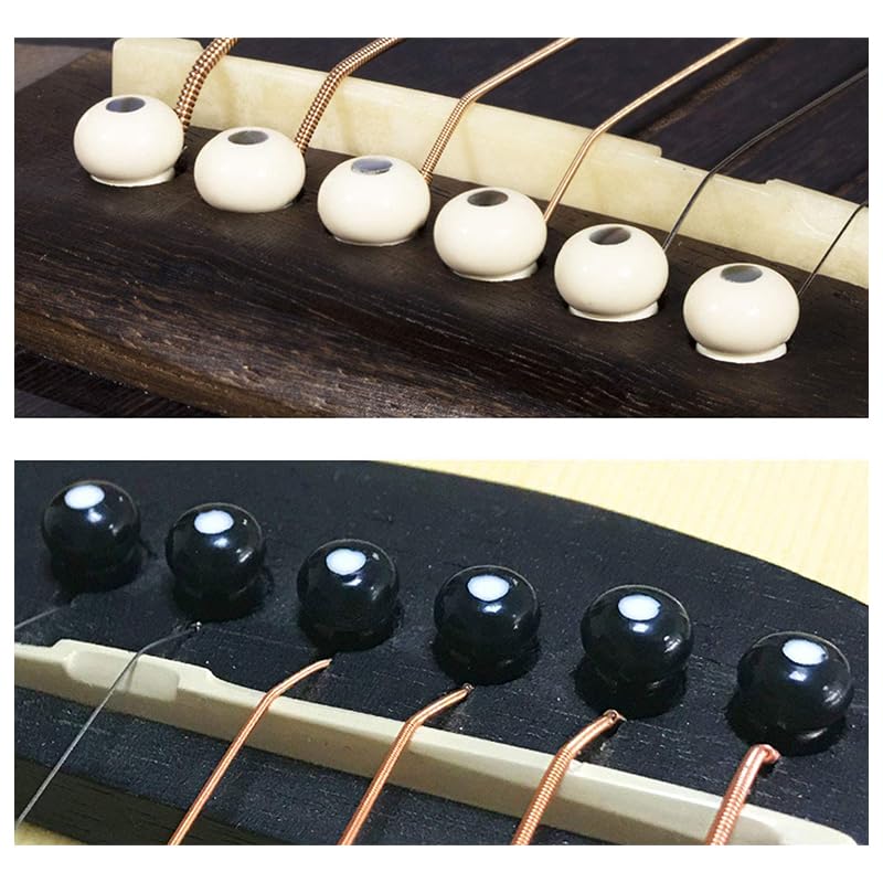 14pcs 6 String Acoustic Guitar Bridge Saddle and Pins Sets,with 3 Guitar Picks and Stainless Steels Pin Puller, 1Guitar Accessories Box 14pcs Bridge Saddle+Stainless steels Pin Puller