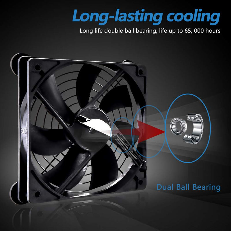 SCCCF USB Dual 120mm Control Fan, 5V Portable Cooling Fan for Flat-Screen TV Receiver Router DVR Playstation Xbox Computer Cabinet Cooler 120MM Dual