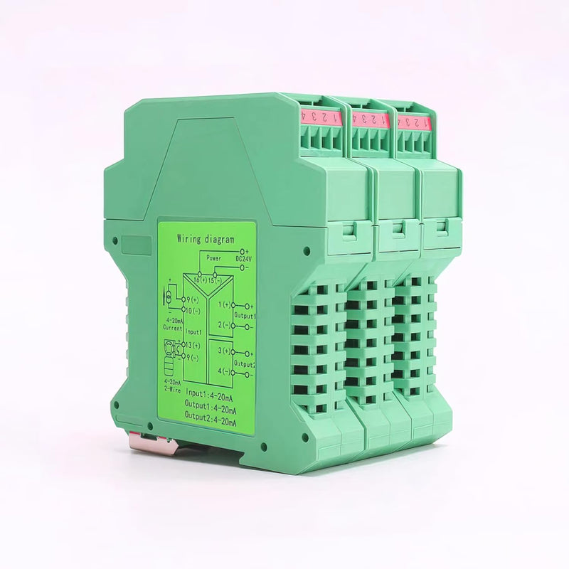 [AUSTRALIA] - Analog Signal Isolator Transmitter Splitter DC Galvanic Separation Analog Signal Splitter Current Voltage Transmitter DIN Rail Mount(4-20ma 1 in 3 Out) 4-20ma 1 in 3 out 