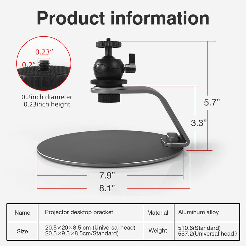 Projector Stand with Universal Swivel Ball Head Screw Table Mobile Projector Mount Aluminum Alloy Removable Adjustable Projectors Bracket Liboer … With Swivel Ball Head