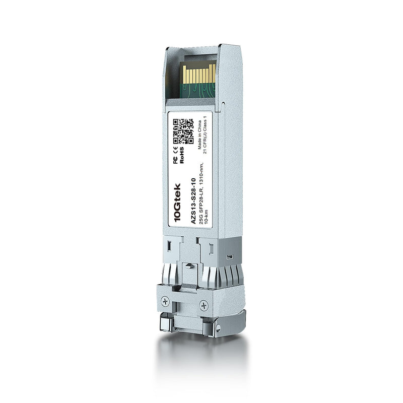 10Gtek 25G SFP28 SFP+ Transceiver, 25GBase-LR Duplex LC SMF Optical Module for Intel E25GSFP28LR, 1310nm, DDM, up to 10km