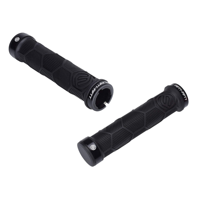 [AUSTRALIA] - FIFTY-FIFTY Double Lock-On Mountain Bike Grips, Bicycle Handlebar Locking Grips, Non-Slip MTB Handle Black 