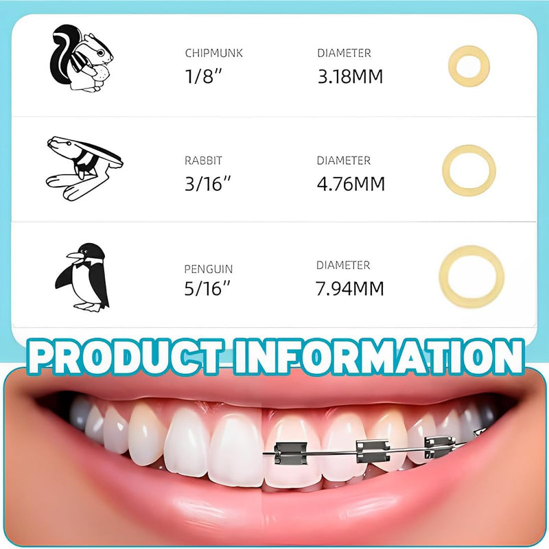 LAJUP Pack of 600 Orthodontic Rubber Bands, 3/16 Inch 1/8 Inch 5/16 Inch, Braces Accessories with 3 Placers, Dental Orthodontic Rubber Bands for Dental Braids Braces