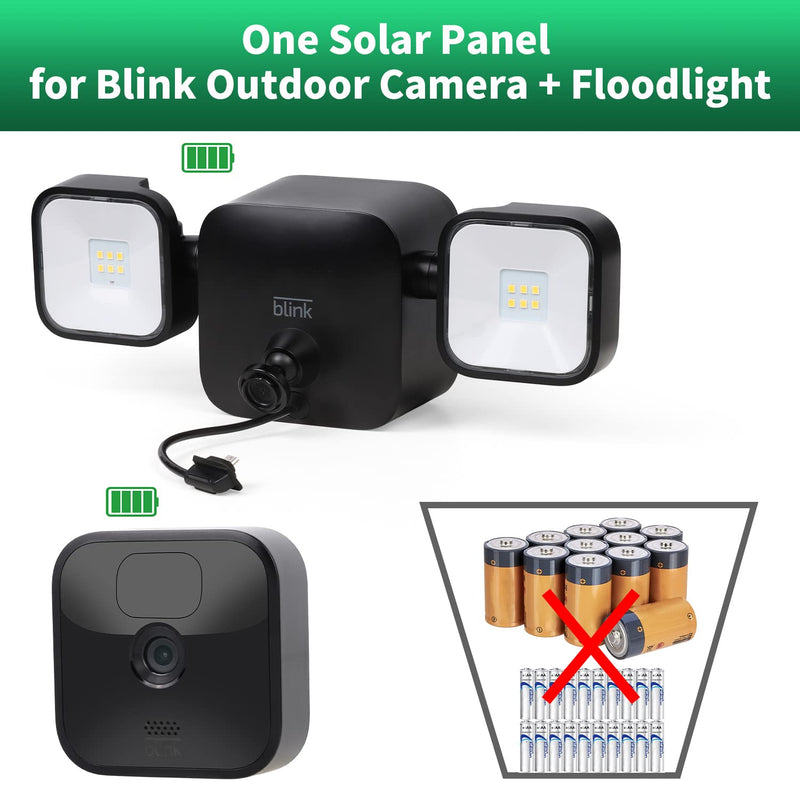 [AUSTRALIA] - Solar Panel for Blink Outdoor 4 /(3rd Gen) Floodlight + Blink Outdoor Camera,16.5Ft/5m Weatherproof Cable Power Your Blink Floodlight Camera Continuously (Floodlight & Camera NOT Included) 1 