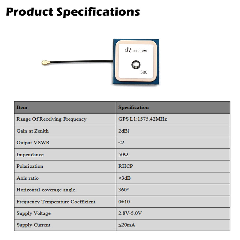 32db High Gain Cirocomm 5cm Active GPS Antenna Ceramic Antenna IPEX Antenna 25x25x5mm Geekstory