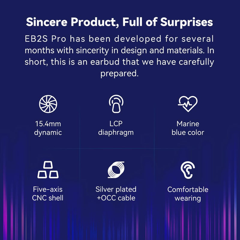 NICEHCK EB2S Pro 4.4mm Balanced Earbuds No Mic 15.4mm Dynamic Headphones | 15.4mm LCP dynamic driver;silver-plated OCC cable; balanced 4.4 plug; comfy marine blue pure HiFi earbud for balanced DAPs 4.4mm no Mic blue03