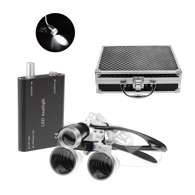 3.5 x 420mm Black Magnifying Glass with 3W LED Headlight for Surgical Lab Applications
