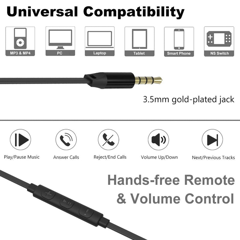 Wired Earbuds for School Kids Women Small Ears w Mic, Case, 3 Sets Bundle | Case, Volume Control, 6 Sizes Tips, Lightweight Comfortable, Tangle Free Flat Cable, in Ear Headphones for Cell Phone Laptop