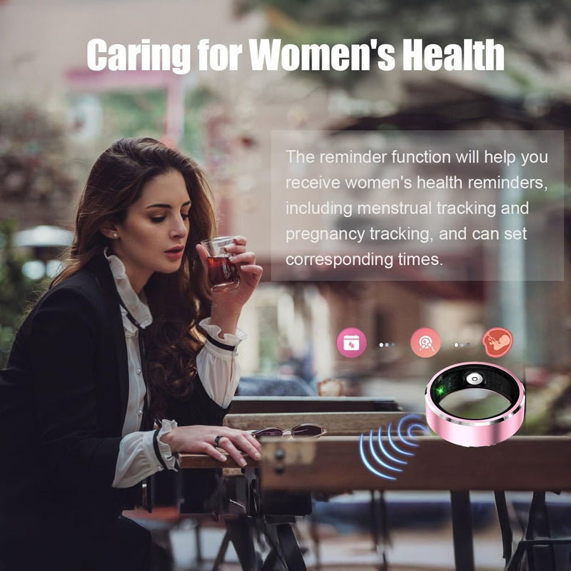 Smart Ring for Women Men, Fitness Tracker with Heart Rate/Blood Oxygen/Blood Pressure/Sleep/Pedometer Monitor, No Subscription Fee, IP68 Waterproof Health Rings for iOS & Android
