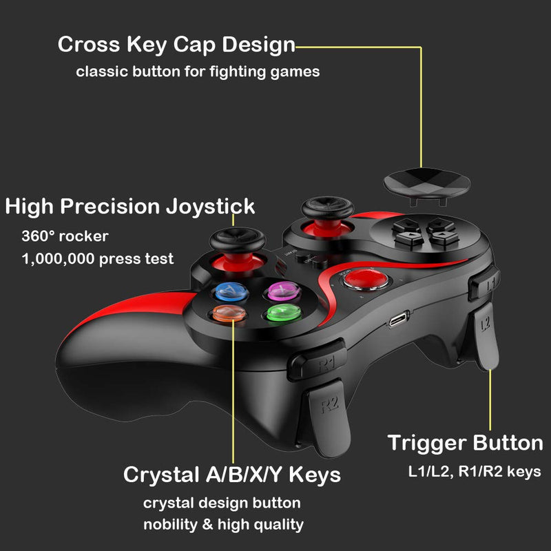 Megadream Wireless Phone Controller for iPhone, MFi Bluetooth Mobile Game Gamepad Joystick for iOS/Android, iPhone 17/iPhone 16/15/14/12, Galaxy S22/S21/S20, TCL, Google Pixel, Direct Play-Red Red