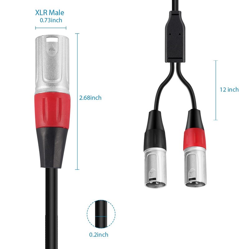 Devinal USB to XLR Audio Cable, USB-A to Dual XLR Male Output Cord, PC to Stereo Audio Cable Converter for Amplifier, Speaker, etc 10Ft USB to Dual XLR