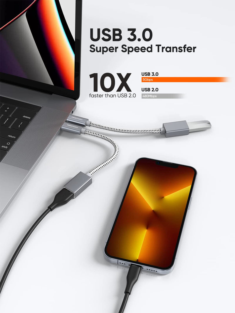 USB3.1 USB Female to USB C Adapter 0.5 FT, CableCreation USB C to USB A Female Adapter Cable OTG 5Gbps Data Female USB A to C Male for MacBook Pro Air XPS 15 Galaxy S22 Ultra S21 etc, 0.15m Space Gray