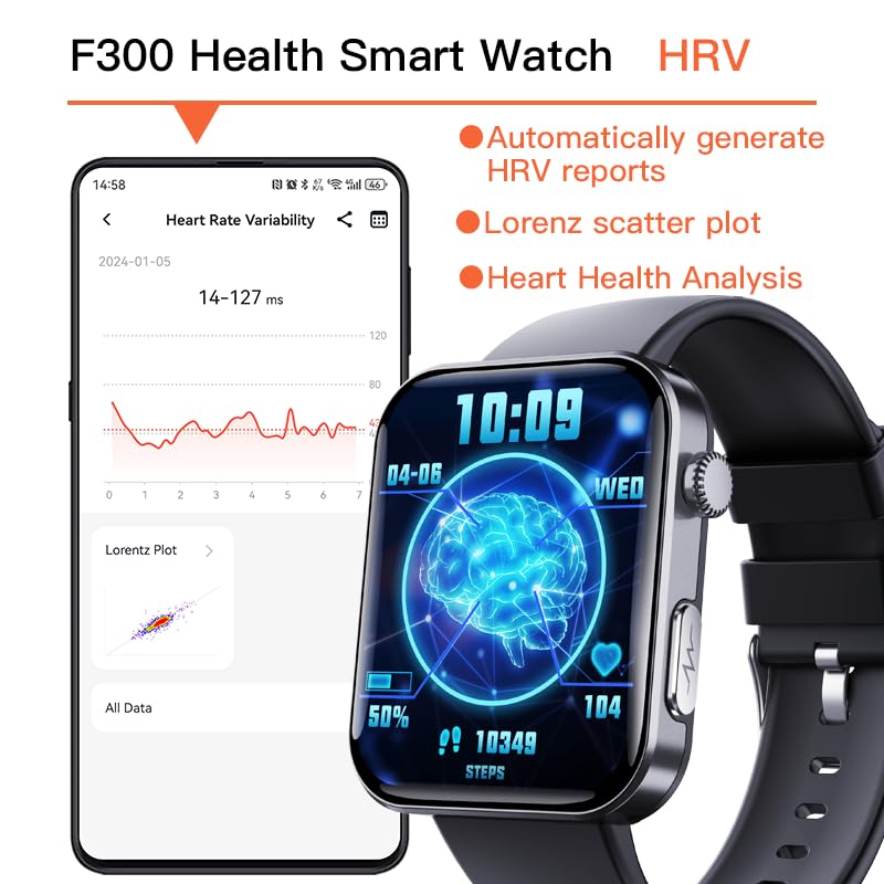 Gen F300 Smart Health Fitness Watch Body Composition Estimation (Black) | 2.1 Inch IP68 Waterproof 130 Plus Sport Modes Sleep Tracker Heart Rate Blood Oxygen Monitor For Android iOS Wholesale