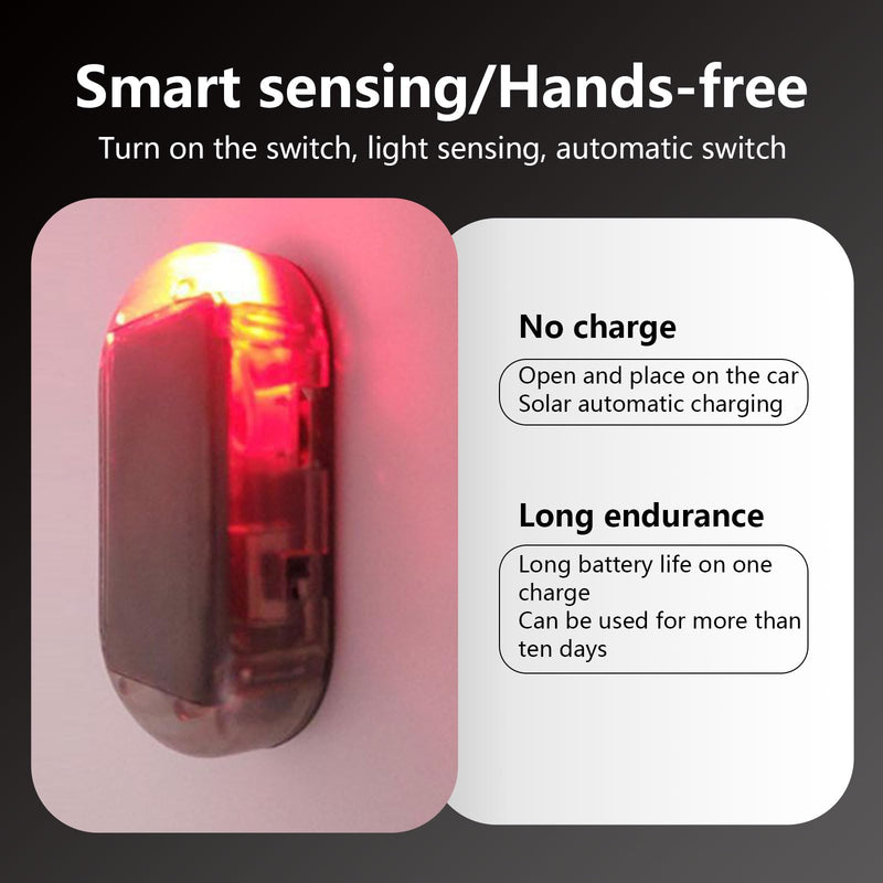 1 PC Car Solar LED Flashing Security Light with USB Port, Anti-Theft ABS Vehicle Alarm Light Accessories, Universal Automotive Safety Warning Light for Car Truck SUV (Red Light) 1 PC Red Light