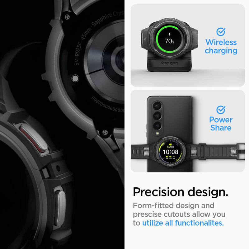 Spigen Rugged Armor Pro and S353 Charger Stand Designed for Galaxy Watch5 Pro 45mm (2022)