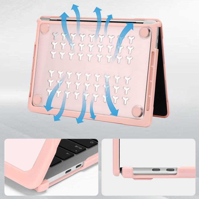 MOSISO Compatible with MacBook Pro 13 inch Case M2 2024-2016 A2338 M1 A2251 A2289 A2159 A1989 A1708 A1706, Soft TPU Bumper Anti-Cracking&Anti-Fingerprint Plastic Hard Shell&Keyboard Cover, Pink