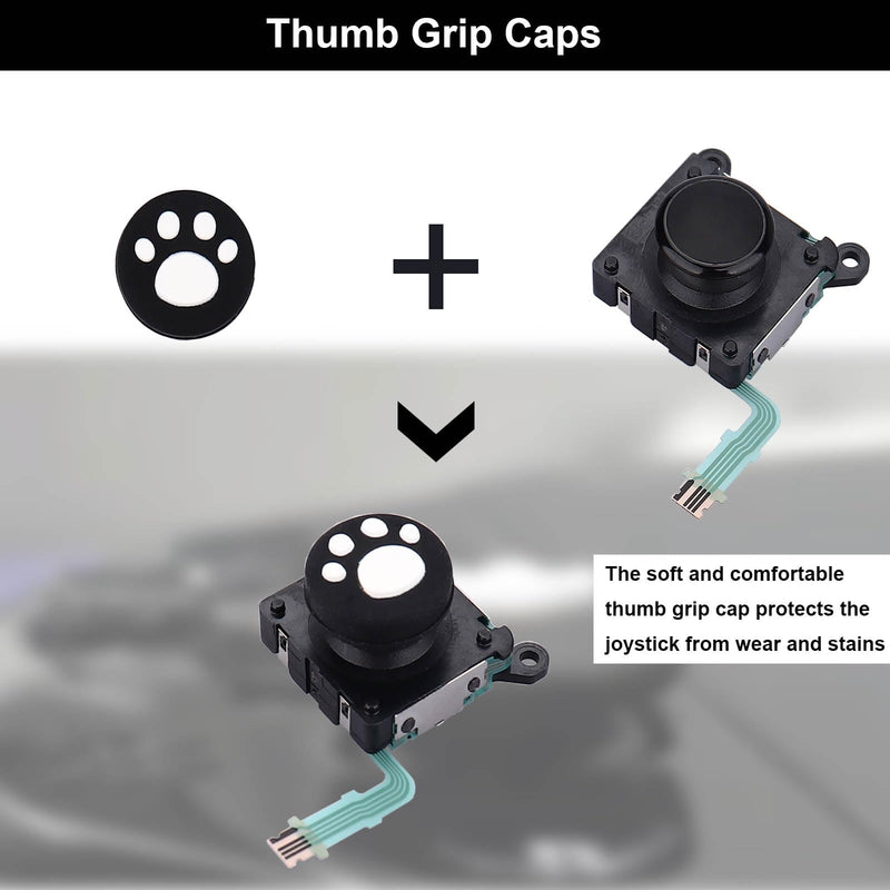 2-Pack Joysticks Replacement for PS Vita 2000 2001, Analog 3D Thumb Stick with Thumbstick Grips & Screws for PSV 2000 Black - 2pcs