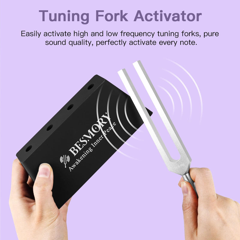[AUSTRALIA] - Tuning Fork Activator & Stand 2 In1 - Steady Base, Minimal Noise, Continuous Tone, Compatible with Various Tuning Forks for Healing/Chakra Instrument Maintenance/Yoga & Meditation Accessories (black) black 