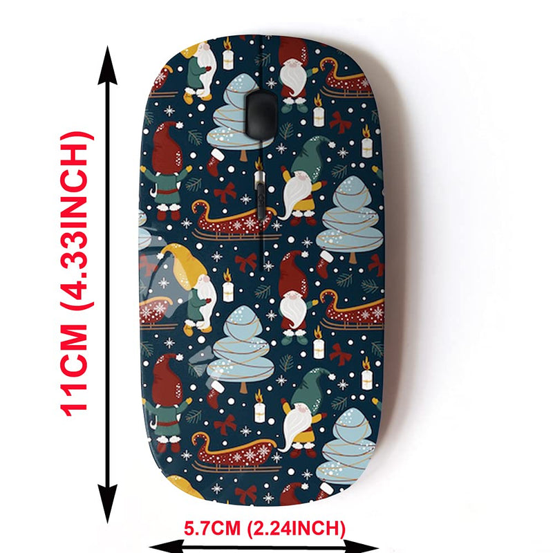 2.4G Wireless Mouse with Cute Pattern Design for All Laptops and Desktops with Nano Receiver - Gnomes Christmas Night