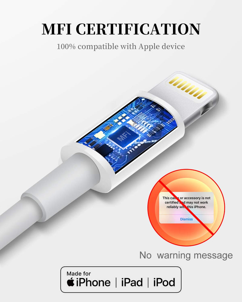 Apple iPhone Charger Cable, 2 Pack Original Lightning to USB Cables Apple MFI Certified 6ft, Fast iPhone Charging Cord for iPhone 11/11Pro/11Max/ X/XS/XR/XS Max/8/7/6/5S/SE 6FT_2PACK