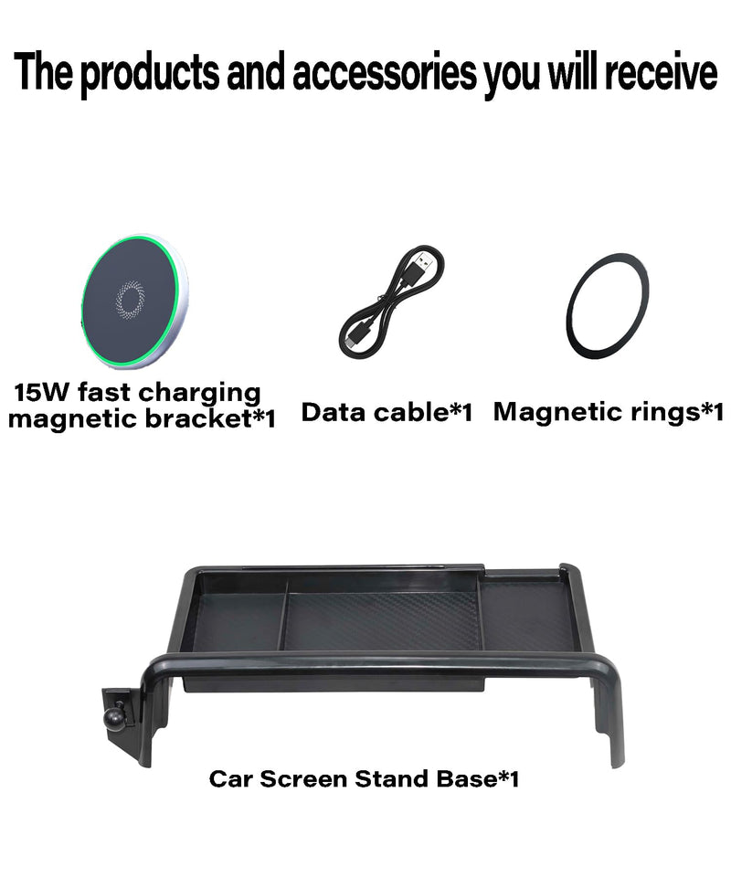 Car Phone Mount for Kia Telluride 2020 2021 2022 Accessories | 10.25-in Screen Clip-On 360° Rotatable 15W Fast Wireless Charger Magsafe Cell Phone Holder,with Dashboard Storage Tray for 2020-2022 Kia Telluride(10.25 Inch with Tray)
