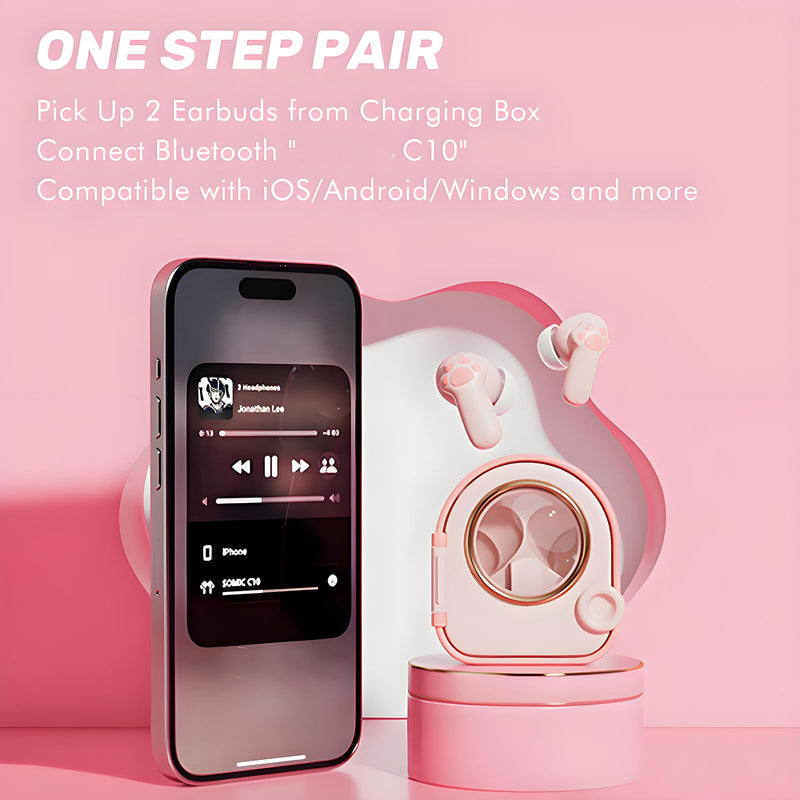 Xmenha Kids Pink Cute Earbuds for Small Ears Women Pink Wireless Earbuds Kids for Small Ear Canals Pink Ear Buds Kawaii Headphones Kids Ear Buds for Small Ears Kids Earphones