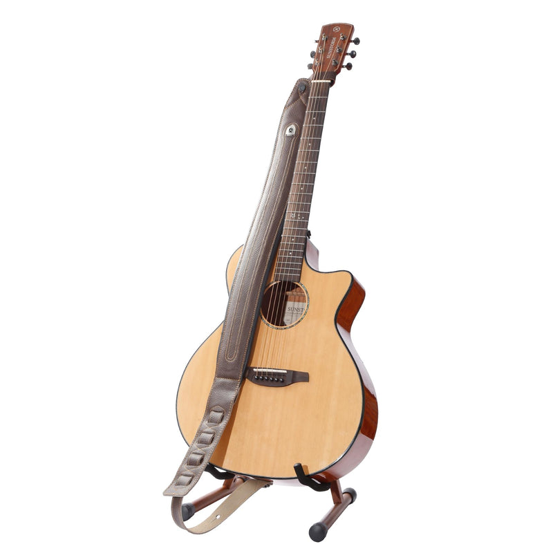 Full Grain Cowhide Leather Guitar Strap Thickened Air Cushion Padded Strap for Acoustic Electric Guitar Bass Y-034 Brown